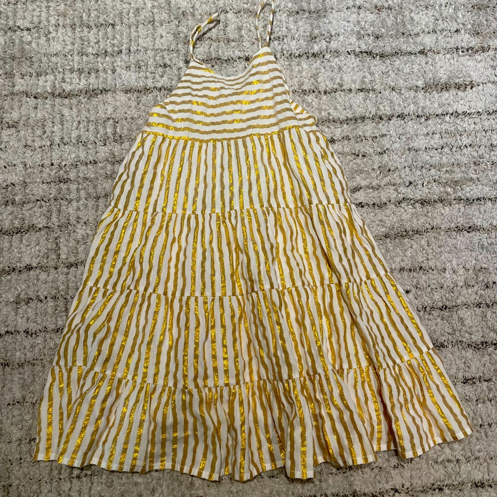 Velveteen metallic gold and white dress size 6